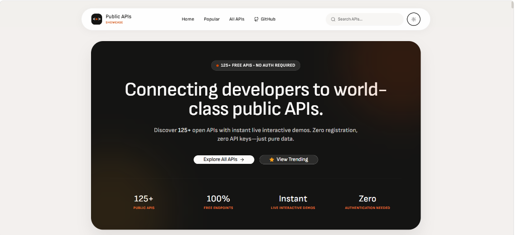 Public APIs Interactive Showcase